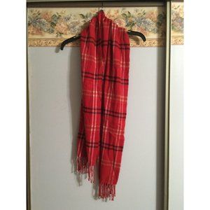 Cejon Red Windowpane Plaid Fringe Soft Italy Classic Scarf